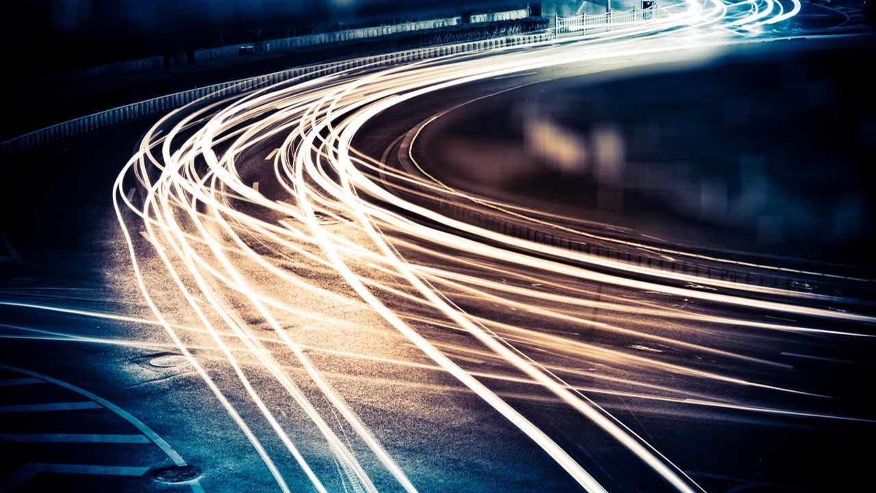 Light trails of traffic at night